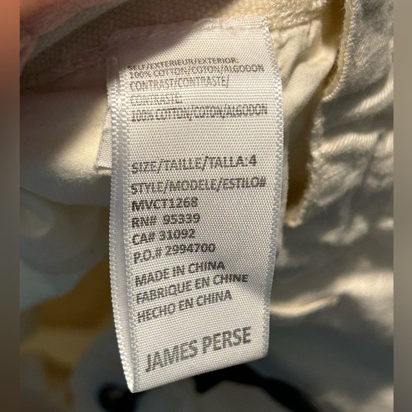 Men’s Standard James Perse White Cream 100% Cotton Cargo Pants - Size 4 - Picture 10 of 14